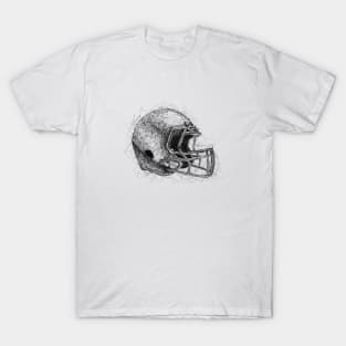 American football helmet drawing with scribble art T-Shirt